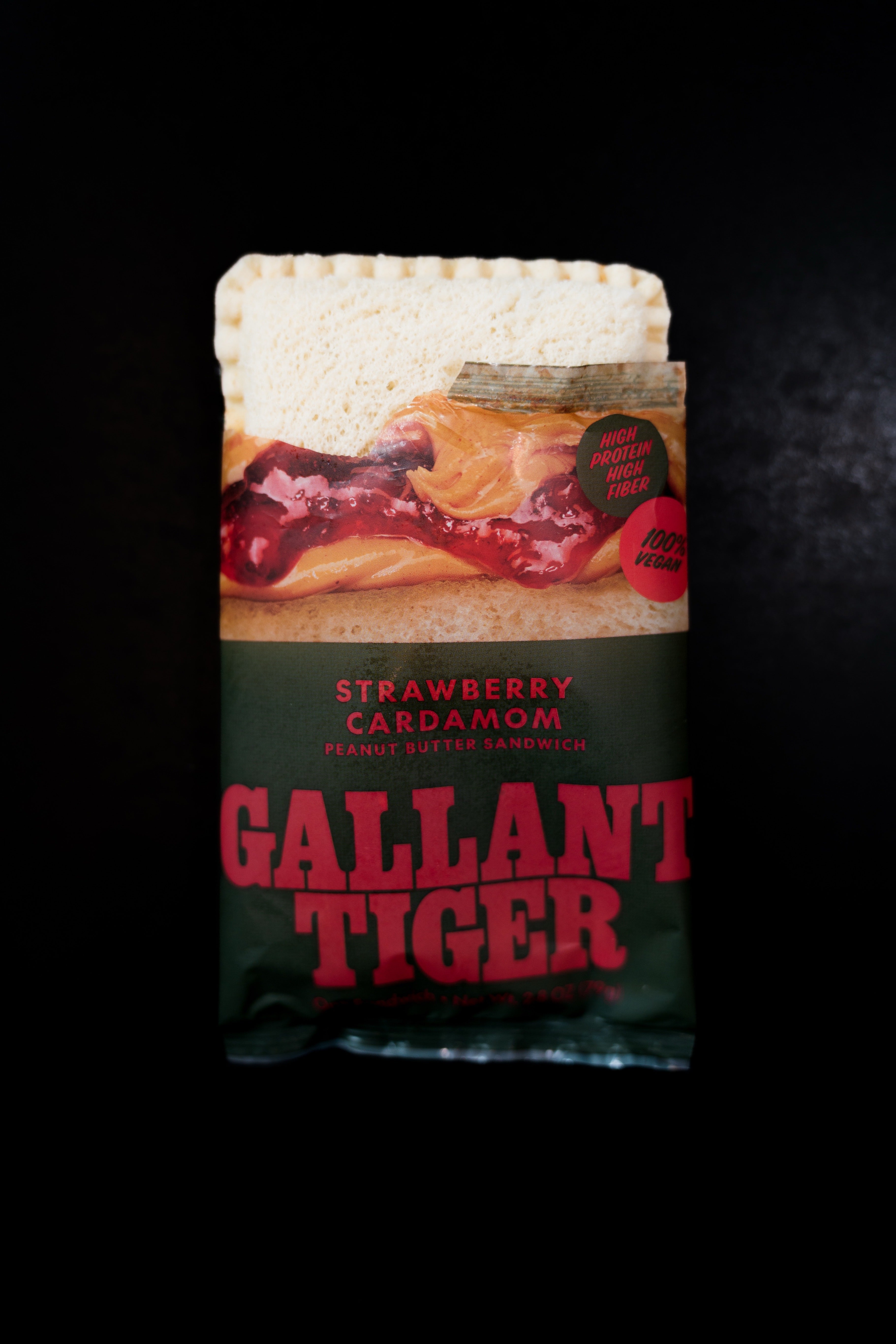 Gallant Tiger Strawberry Cardamom sandwich in opened wrapper