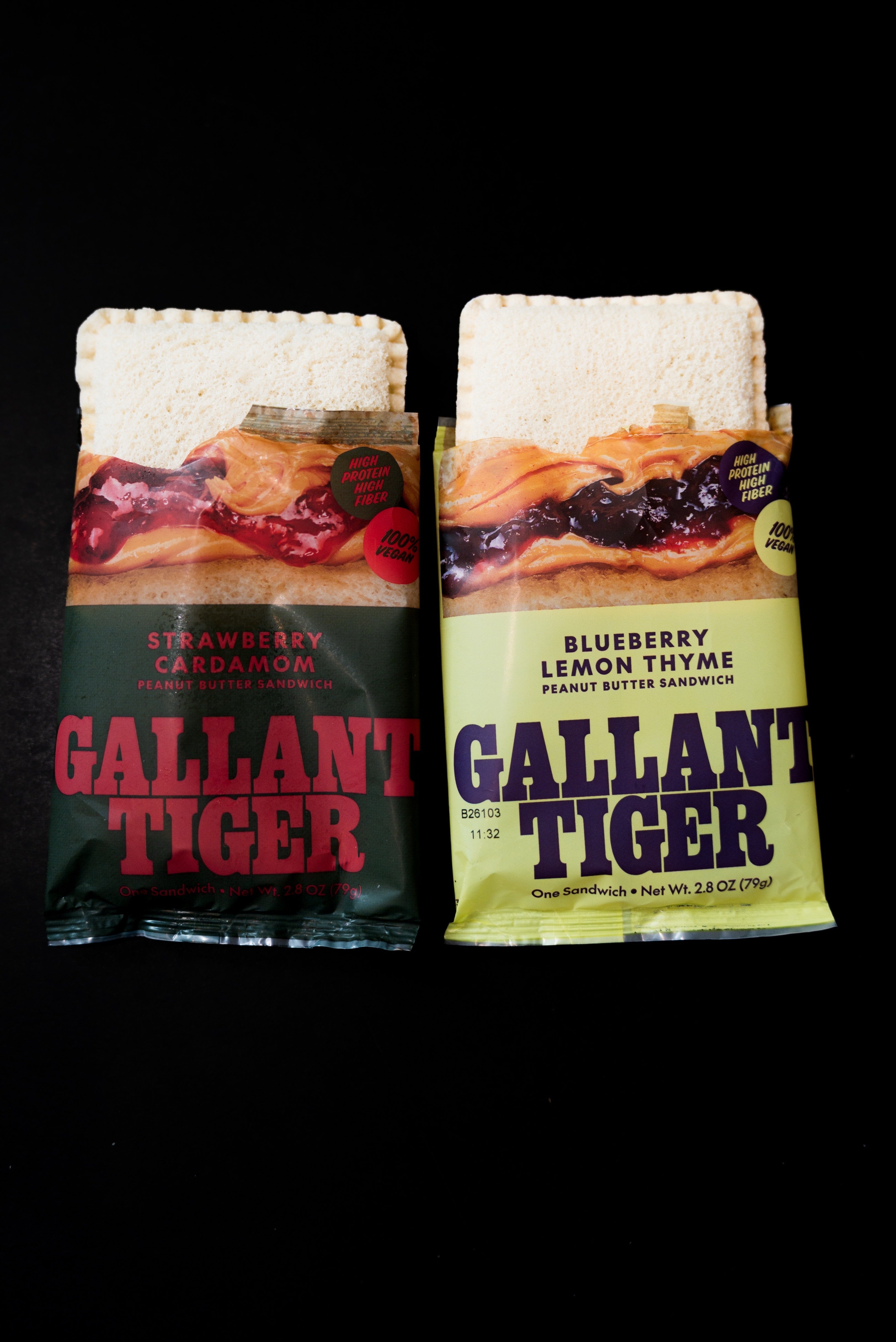 Gallant Tiger Strawberry Cardamom and Blueberry Lemon Thyme wrappers, both flavors (card crop)
